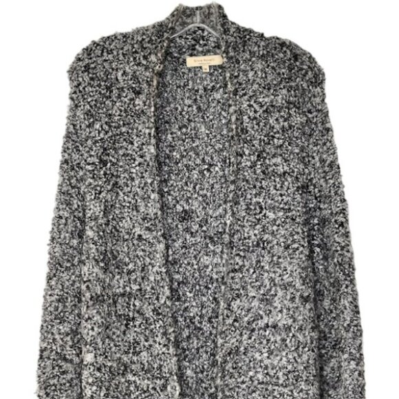 Silvia Novelli Italian Mohair Blend Open Cardigan Fuzzy/Curly - M - Black/Grey - Picture 2 of 11